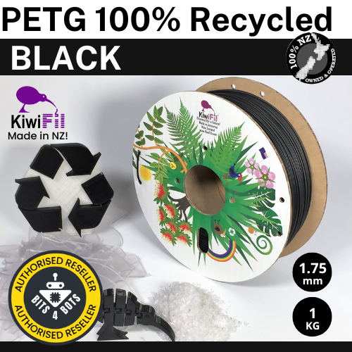 KiwiFil 100% Recycled PETG Black 1.75mm 1kg 