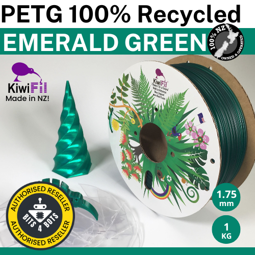 KiwiFil 100% Recycled PETG Emerald Green 1.75mm 1kg