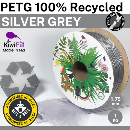 KiwiFil 100% Recycled PETG Silver Grey 1.75mm 1kg