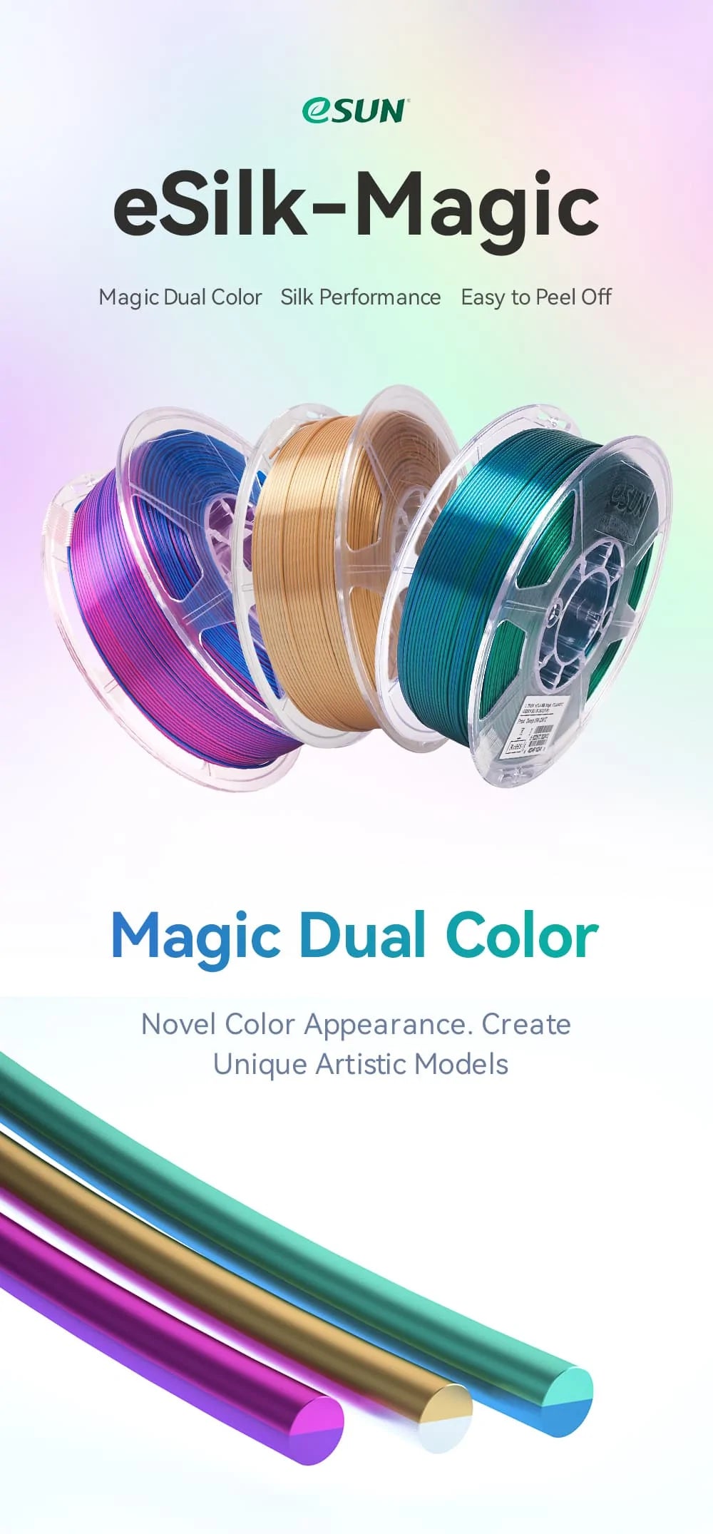 eSun ePLA-Silk Magic Filament (Dual Colour)