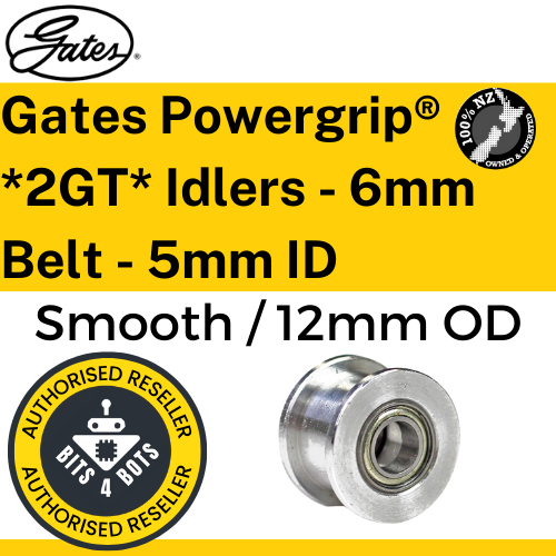 Gates Powergrip® *2GT* Idlers - 6mm Belt - 5mm ID Smooth 12mm OD