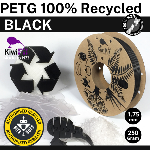 KiwiFil 100% Recycled PETG Black 1.75mm 250g