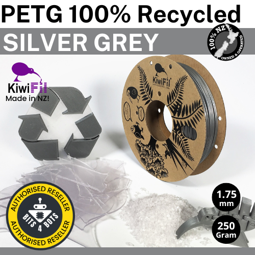 KiwiFil 100% Recycled PETG Silver Grey 1.75mm 250g