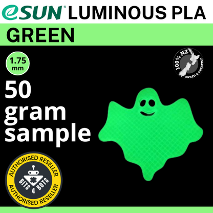 50 gram sample - eSun PLA Luminous Green 1.75mm Filament