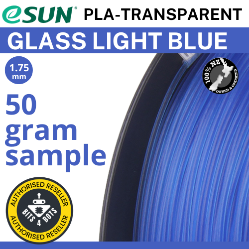 50 gram sample - eSun PLA Glass Light Blue 1.75mm Filament