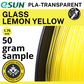 50 gram sample - eSun PLA Glass Lemon Yellow 1.75mm Filament