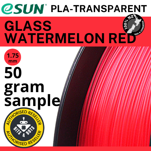 50 gram sample - eSun PLA Glass Watermelon Red 1.75mm Filament