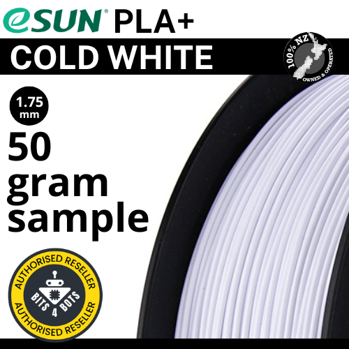 50 gram sample - eSun PLA+ Cold White 1.75mm Filament