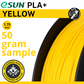 50 gram sample - eSun PLA+ Yellow 1.75mm Filament