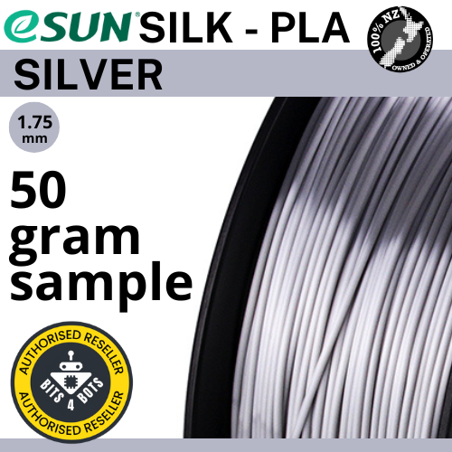 50 gram sample - eSun Silk-PLA Silver 1.75mm Filament