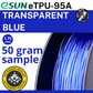 50 gram sample - eSun TPU-95A (flexible) Transparent Blue  1.75mm Filament