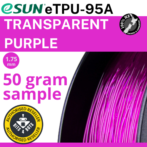 50 gram sample - eSun TPU-95A (flexible) Transparent Purple 1.75mm Filament