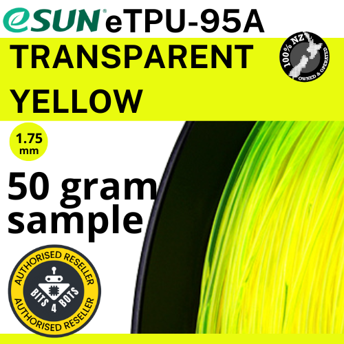 50 gram sample - eSun TPU-95A (flexible) Transparent Yellow 1.75mm Filament