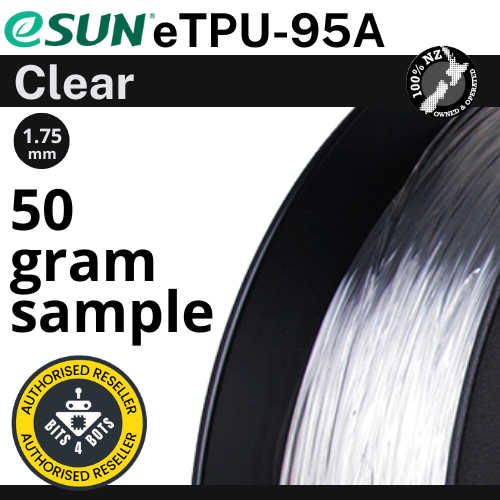 50 gram sample - eSun TPU-95A (flexible) Clear 1.75mm Filament