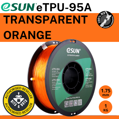 eSun TPU-95A (flexible) Transparent Orange 1.75mm Filament 1kg