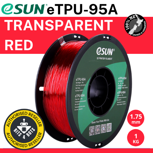 eSun TPU-95A (flexible) Transparent Red 1.75mm Filament 1kg
